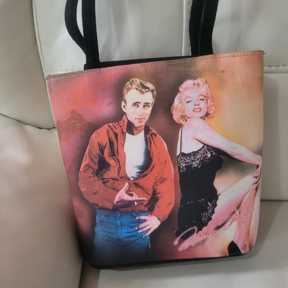 James Dean & Marilyn Monroe Vintage Canvas Tote Bag - Pop Art Style - Picture 6 of 16